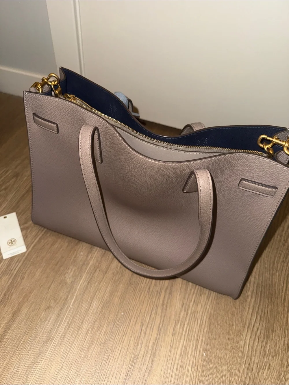 Tory Burch Walker Satchel Taupe Double-Handle Tote Bag